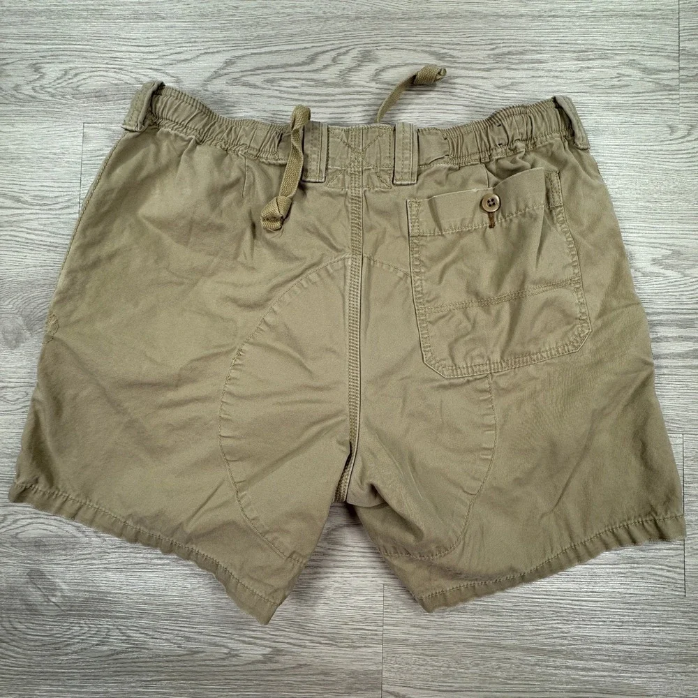 Polo Ralph Lauren Men's Shorts Chino Elastic Waist Khaki Tan Large Pony Logo Y2K